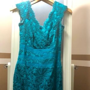 Tadashi Shoji Turquoise Midi Length Dress Sz 2